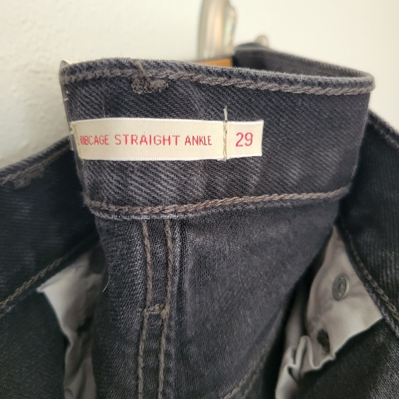 NWT Levi's Ribcage Straight Ankle Jeans, Distressed, Skewed Black, Size 29x27 - Picture 5 of 16